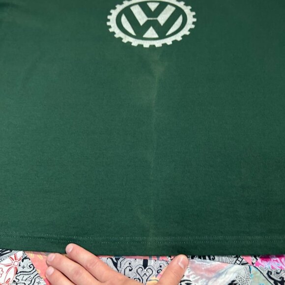 VINTAGE 90s Volkswagen Green T-Shirt Silver Sparkled COG Logo Size XXXL HTF - Picture 2 of 8